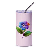 Floral Tumbler, Watercolor Flower Design, Elegant Travel Mug, Unique Gift Idea, Stylish Tumbler with Lid and Straw, Colorful Flower Tumbler - Tawshia